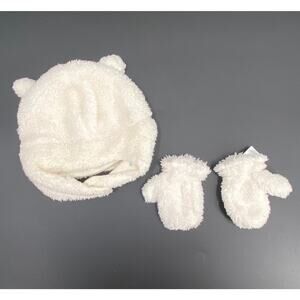 Carters Cream Fuzzy Hat and Mitten Set 12-24 Months